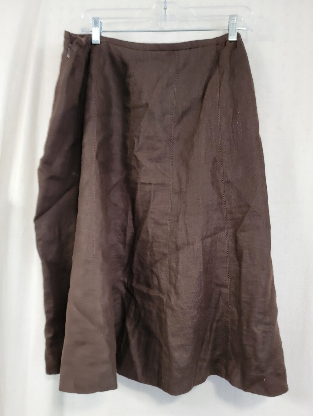 Talbots Dark Brown A-Line Linen Blend Skirt